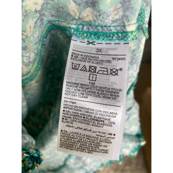 Old Navy Ditsy Floral Dress Mini Smocked Teal Summer Wedding 3X Sleeveless Boho - Picture 5 of 6